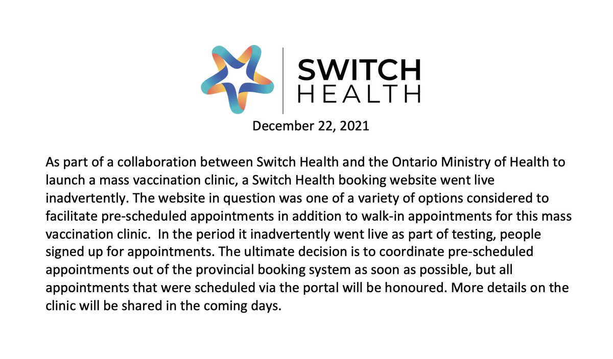 Please see our statement regarding new vaccination clinic