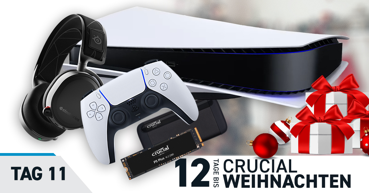 🎄 Tag 11 🎄 Der vorletzte Tag unseres Gewinnspiels ist da! Und ja: Wir haben heute eine PS5, sowie ein @SteelSeriesDE Headset und einiges an Crucial SSD Upgrade für euch! Welches Game würdet ihr zuerst auf der PS5 zocken? 🎅

So kannst du gewinnen 👉 Crucial.gg/12daystwde