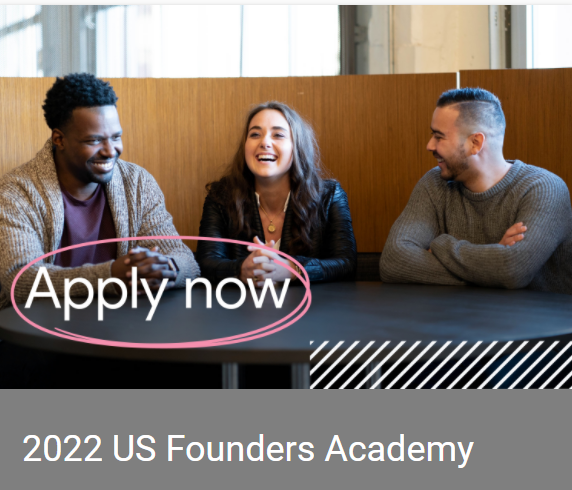 #GoogleforStartups is accepting applications for Founders Academy, a virtual four-month program which focuses on supporting Black, Latinx and veteran founders across the US. 

Deadline: 1/10/22

Apply here : ow.ly/Lha550HhuBe

#founders #entrepreneursofcolor #blackstartups