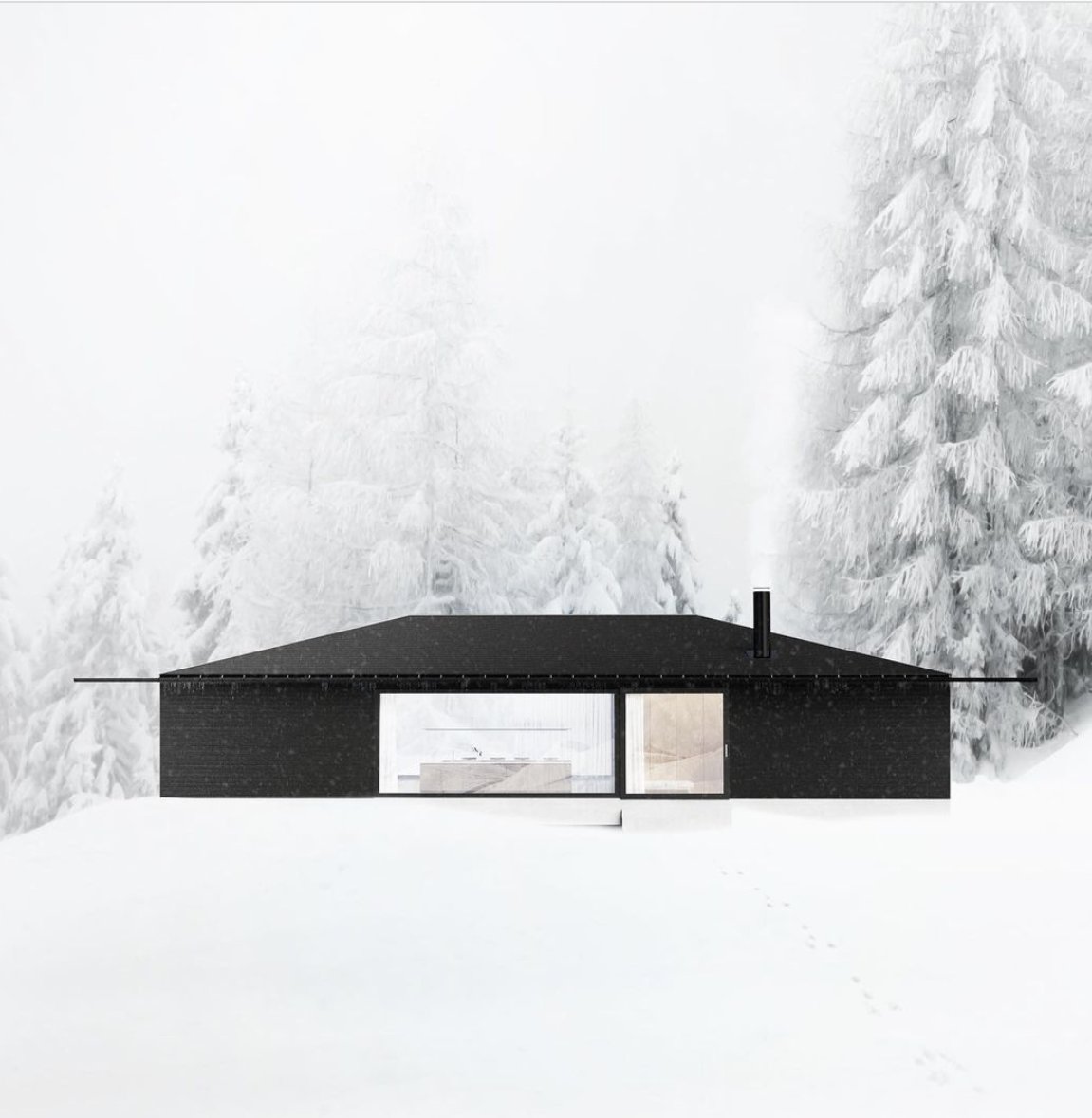"I wonder if the snow loves the trees and fields that it kisses them so gently? And then it covers them up snug, you know, with a white quilt; and perhaps it says, 'go to sleep, darlings, till the summer comes again."

- Lewis Carroll

Mountain Cabin
2021 Unbuilt project

#YYZ