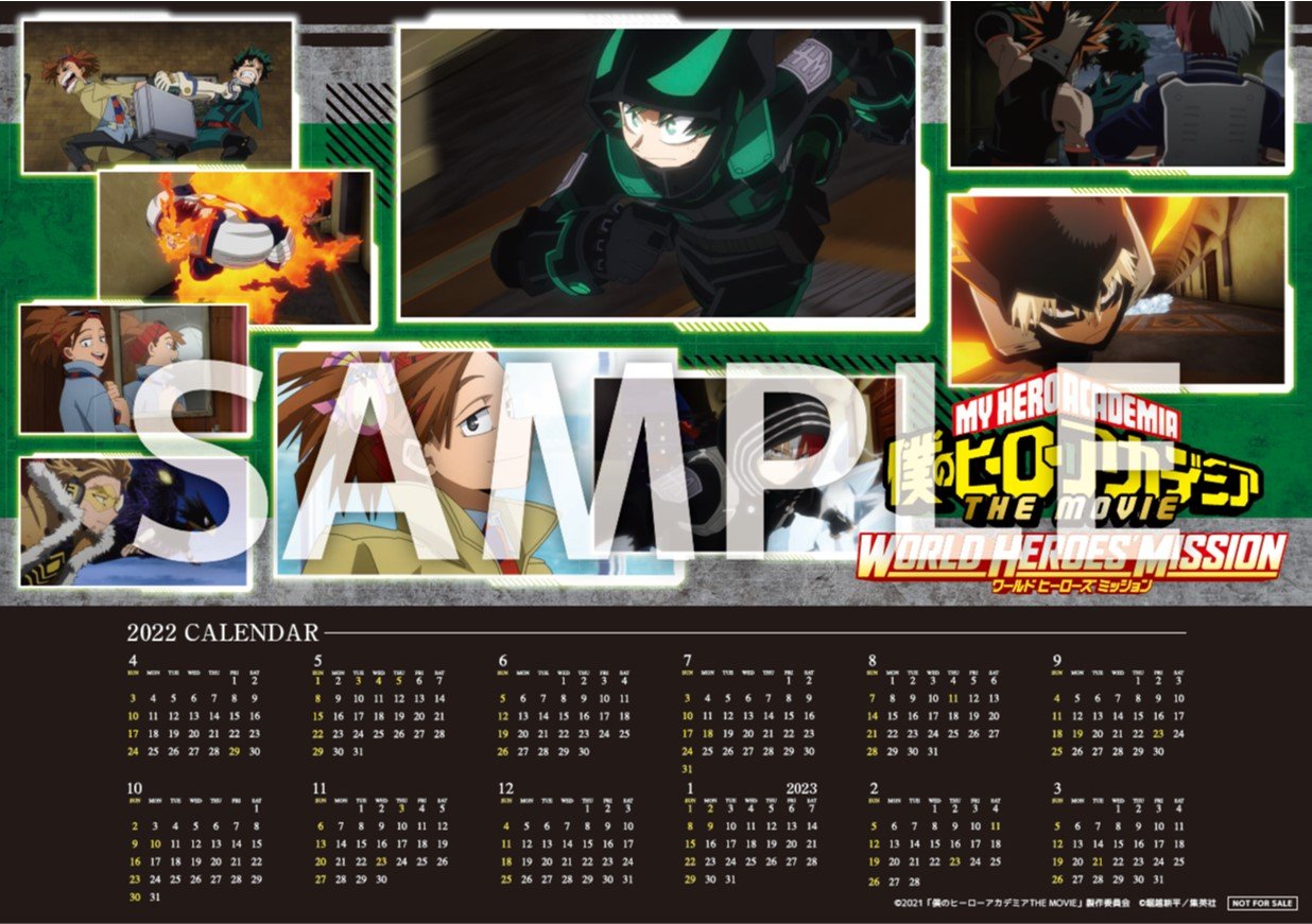 Calendário 2022 My Hero Academia