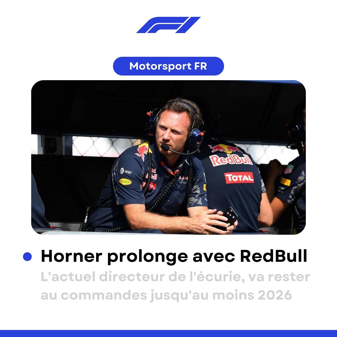 _InsideF1's tweet image. 🔵 OFFICIEL ! #ChristianHorner prolonge avec #RedBullRacing jusqu'en 2026 ! ⭐

Après avoir dirigé l'écurie autrichienne depuis 2005, le britannique devrait rester chez cette dernière jusqu'au moins la prochaine génération de moteurs en #F1. 🏎️

( @Motorsport_FR )
