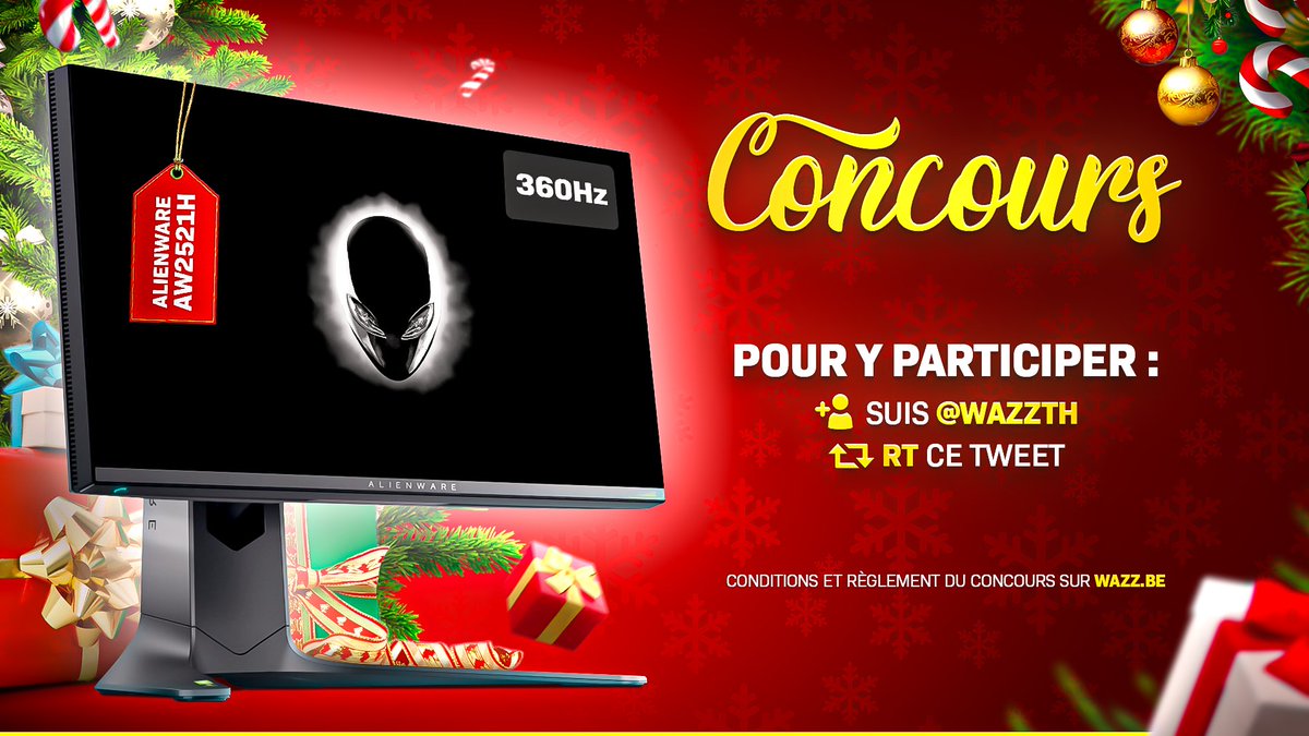 wazzth's tweet image. #CONCOURS 🎁 Jour 12 sur 15
Tente de gagner un écran 360 Hz de chez Alienware : le AW2521H ! 🥵

Pour y participer, tu dois :
👉🏼 suivre @wazzth
👉🏼 RT ce tweet

Participe aussi sur Instagram pour doubler tes chances : instagram.com/p/CXywzBos4fv/ 🍀
