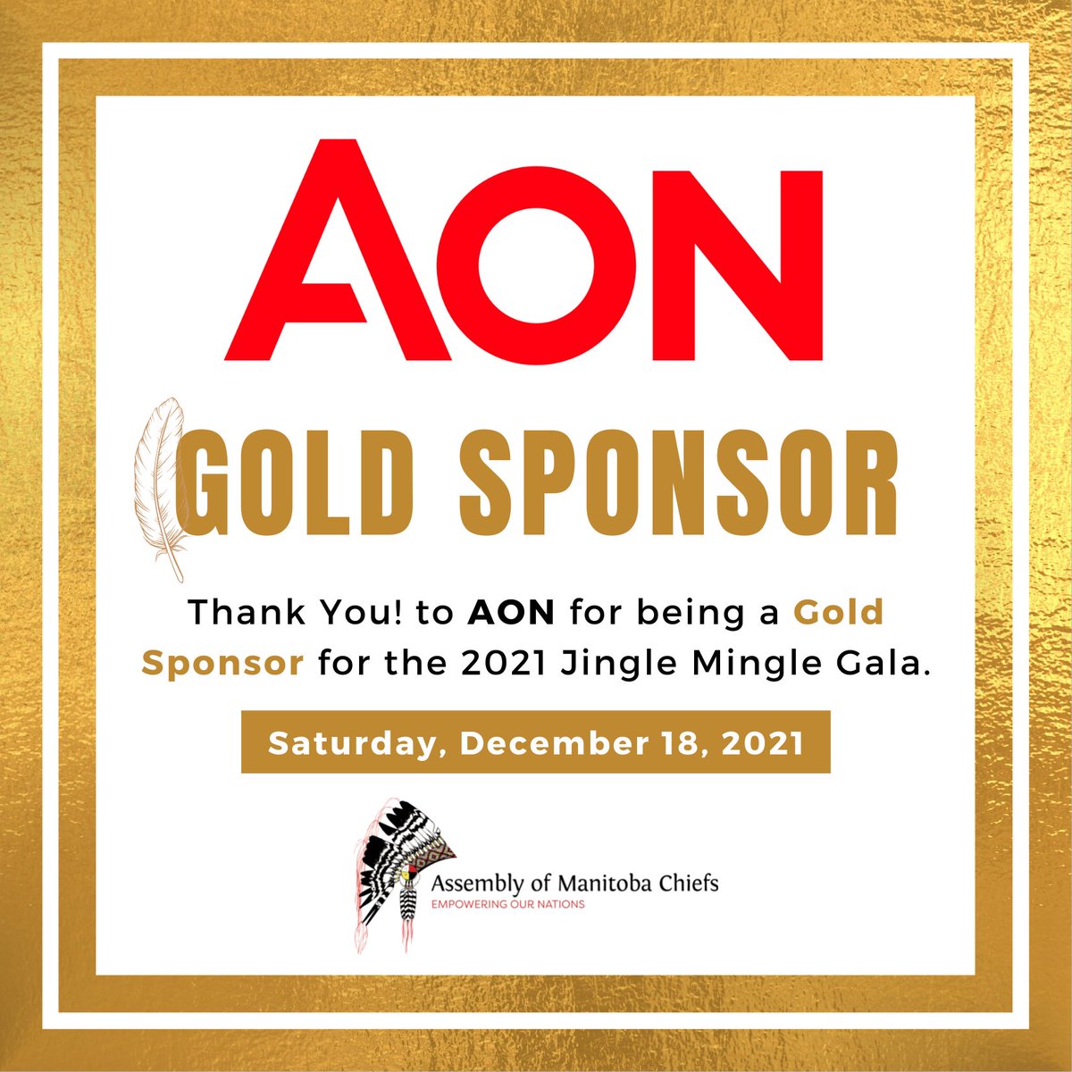 AMCMBChiefs's tweet photo. The Assembly of Manitoba Chiefs would like to thank the Gold Sponsors of the 2021 Jingle Mingle Gala. We appreciate your extraordinary commitment and contributions to this fundraising event. @AonCanada #BoomDoneNext #CMIndigenousConsulting @FNHSSM #JingleMingle2021 #FirstNations https://t.co/rjz5ZELwkV