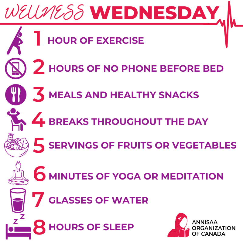 ANNISAAORG's tweet photo. 💖 #ANNISAAWellnessWednesday 💖

Is a #selfcare countdown! Self-care is important for your #physicalhealth , #mentalhealth , &amp; #emotionalhealth . Take a look at this graphic to check in with yourself to see if you reach these goals daily.

#annisaaorg #health #toronto #wellness https://t.co/W002Qm1g8N