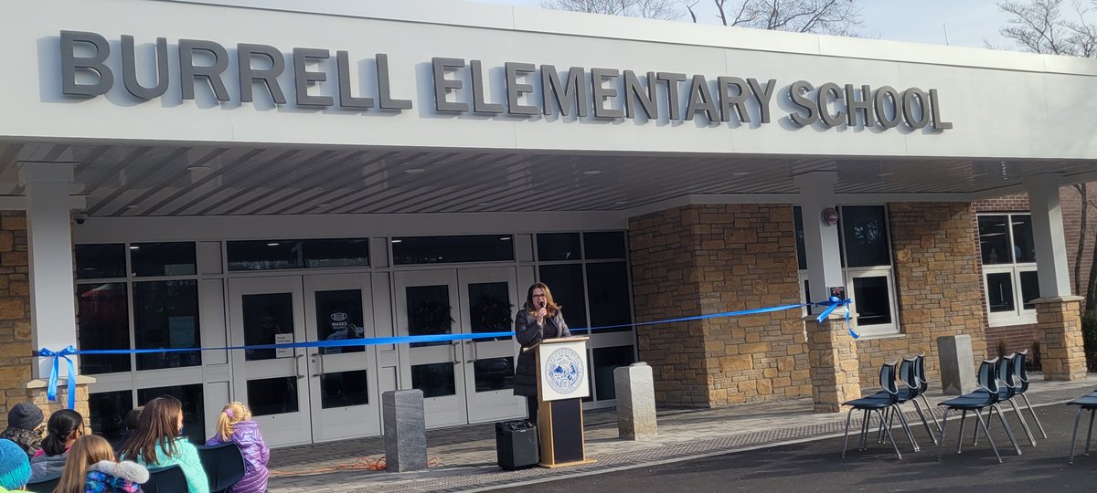Ribbon cutting <a href="/burrellelem/">Burrell Elementary</a> to celebrate the official reopening after long-awaited renovations. So much pride, joy &amp; gratitude to all involved. It was bittersweet to have Mrs. McCarthy do the honors before she departs for a well-deserved retirement! Congratulations! #theboro02035