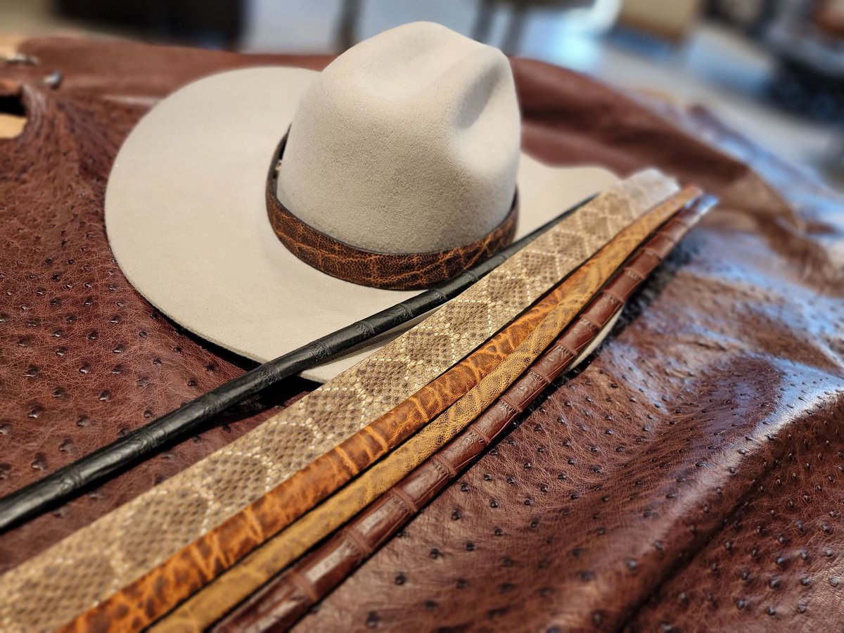 cityranchboot's tweet photo. Anyone here into exotic hat bands to go with their boots? I’m looking to add to our inventory. Any special requests? https://t.co/VgfVOP0QuC