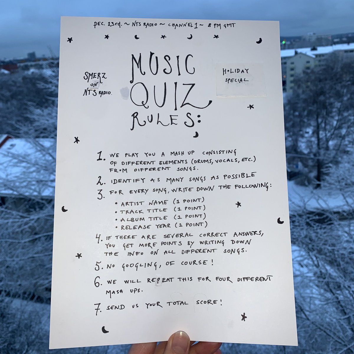 Pens and paper at the ready for Smerz' music quiz 🤓

No googling ⚠️ We'll know 😡

Listen now at nts.live/2