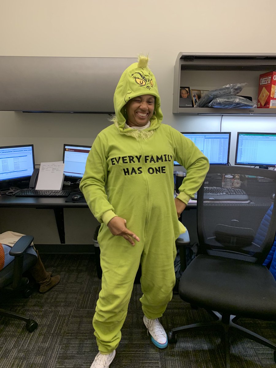 This was PJ Day and Jeanetta James was all about the Grinch.