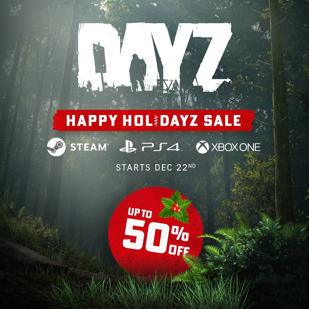 📢Are you looking for last moment gifts for your friends or even yourself?
Search no more! You can now get #DayZ with up to 50% off!
Happy #Holidayz!

#Playstation bit.ly/3qkh1qY
#xbox bit.ly/32v3KTW
#Steam bit.ly/32rfCXp

#giftideas #holidaysale