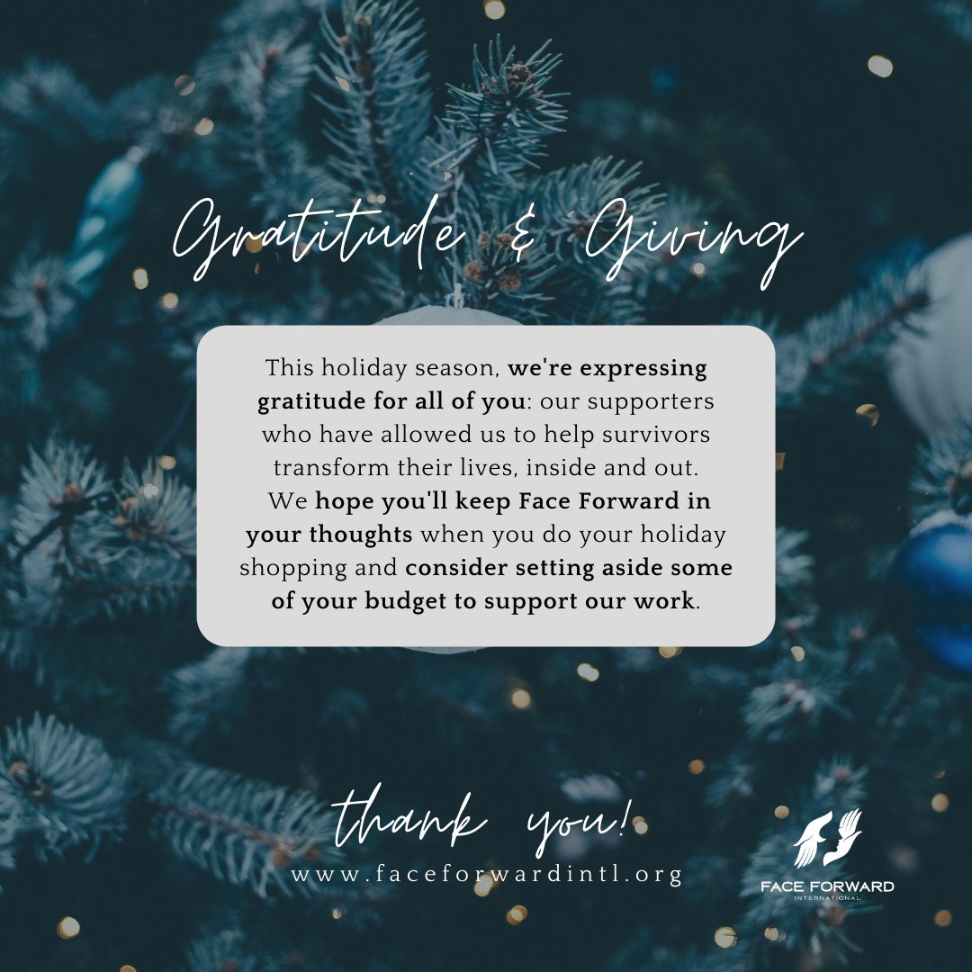 FaceForwardLA's tweet photo. Please consider @faceforwardla in your year end gift giving with a tax deductible donation today. Together changing lives...one survivor at a time ππππ
#faceforwardintl #BeTheChange #Donate #Support #Empower #giveback
#holidayseason #yearendgiving #seasonofgiving #grateful https://t.co/KoOhkM9Vjw