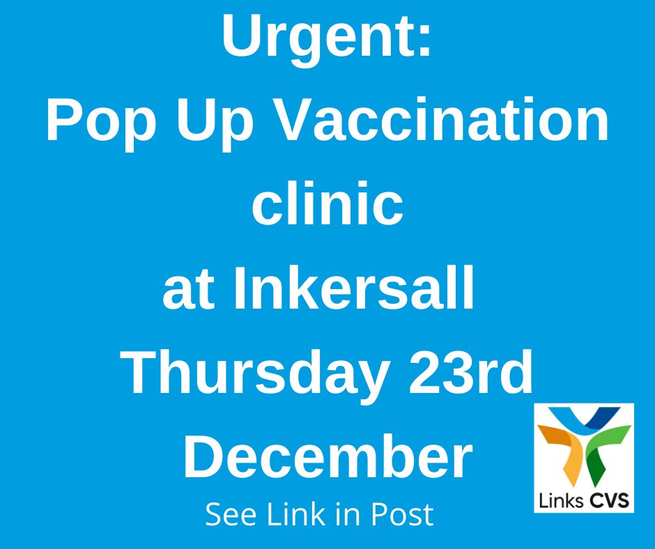 bit.ly/3GHLS7f
There is currently a pop-up Covid vaccination clinic at Inkersall with available slots. Use the above link to book your appointment. We need as many people as possible to 'Get Boosted Now' Stay safe this festive period! Share this post. #getboostednow
