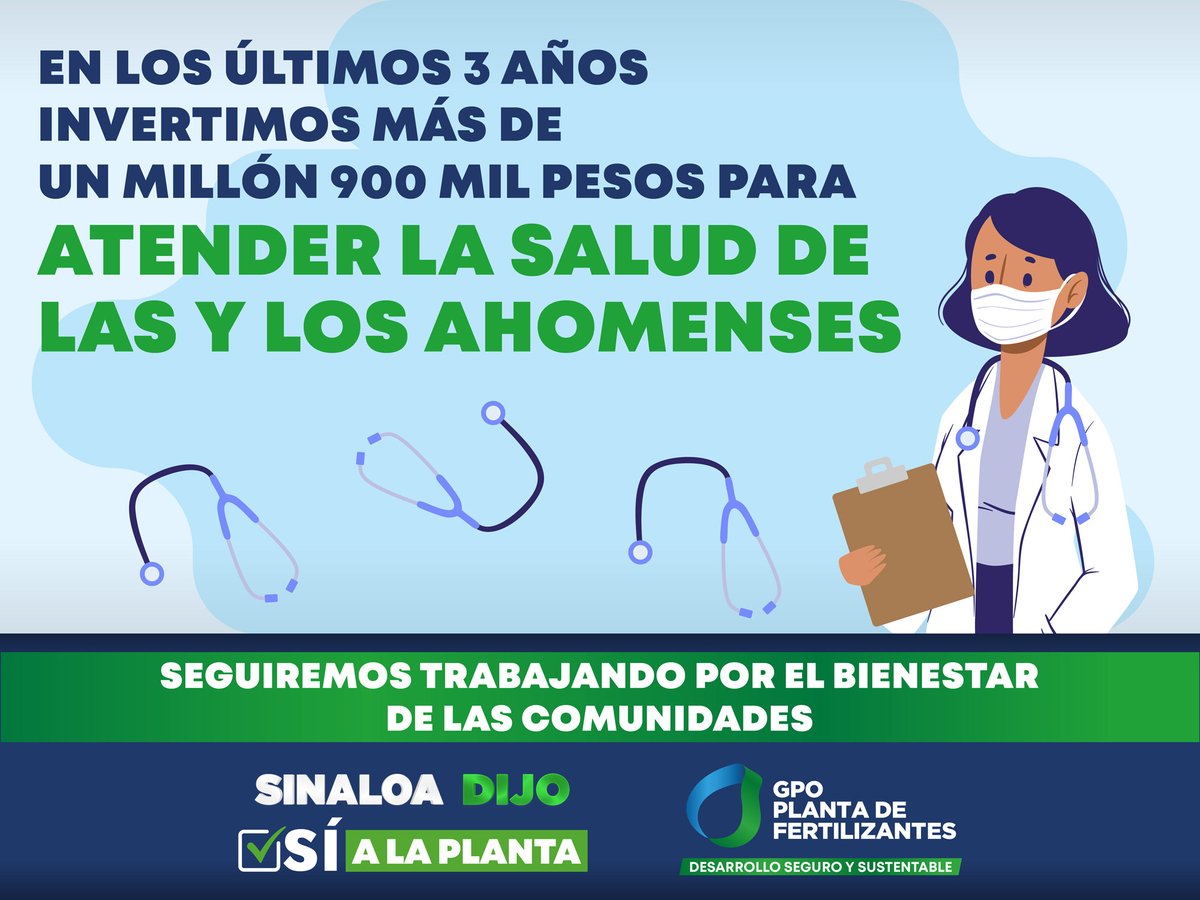 GPO_Mexico's tweet photo. ✅ En los últimos 3 años invertimos más de un millón 900 mil pesos para atender la salud de las y los Ahomenses.
#GPO #PlantaDeFertilizantes #DesarrolloSustentable #Sinaloa #Topolobampo #Desarrollo #Salud #Bienestar https://t.co/7aOAXyw47Y