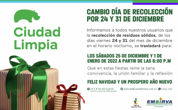 #porelbiendecali Emsirva informa: