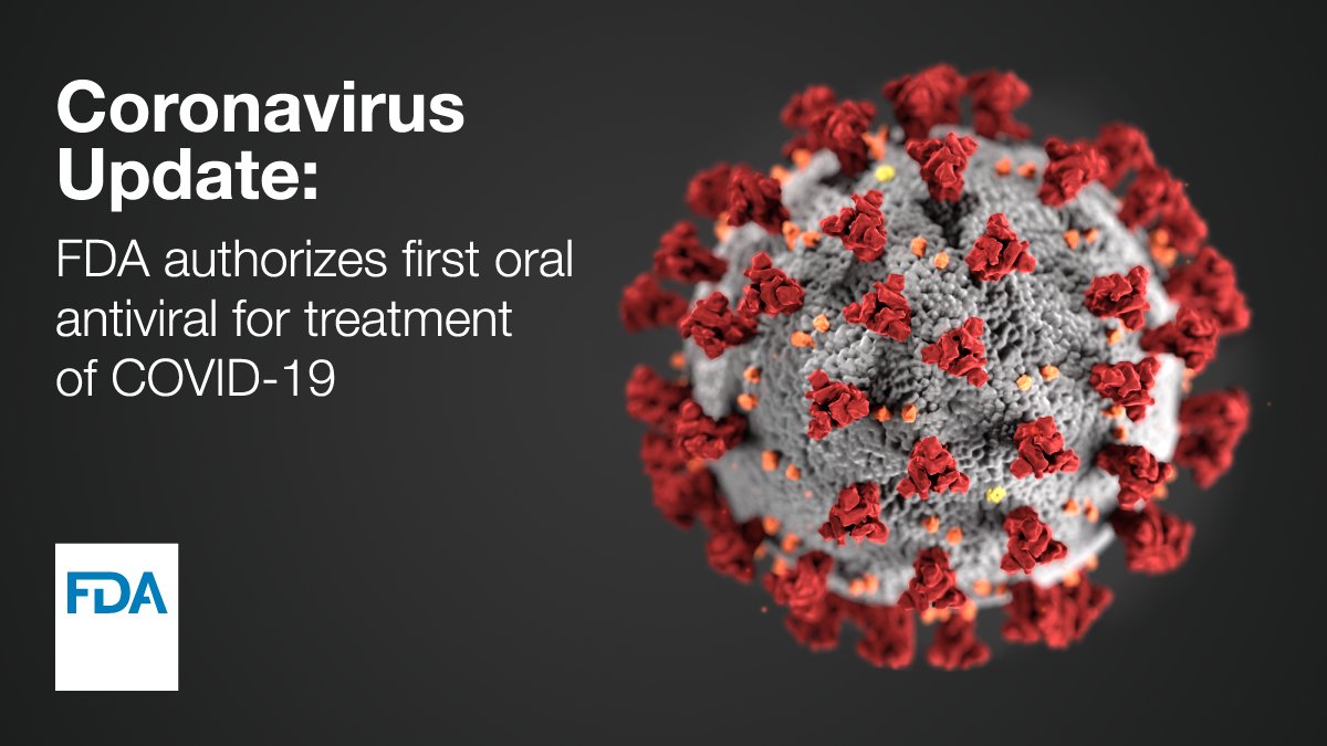 FDA issued an EUA for Paxlovid for the treatment of mild-to-moderate #COVID19 in adults &amp; pediatric patients (age 12 &amp; older weighing at least 40 kg) w/ positive results of direct SARS-CoV-2 testing, and at high risk for progression to severe #COVID19. fda.gov/news-events/pr…