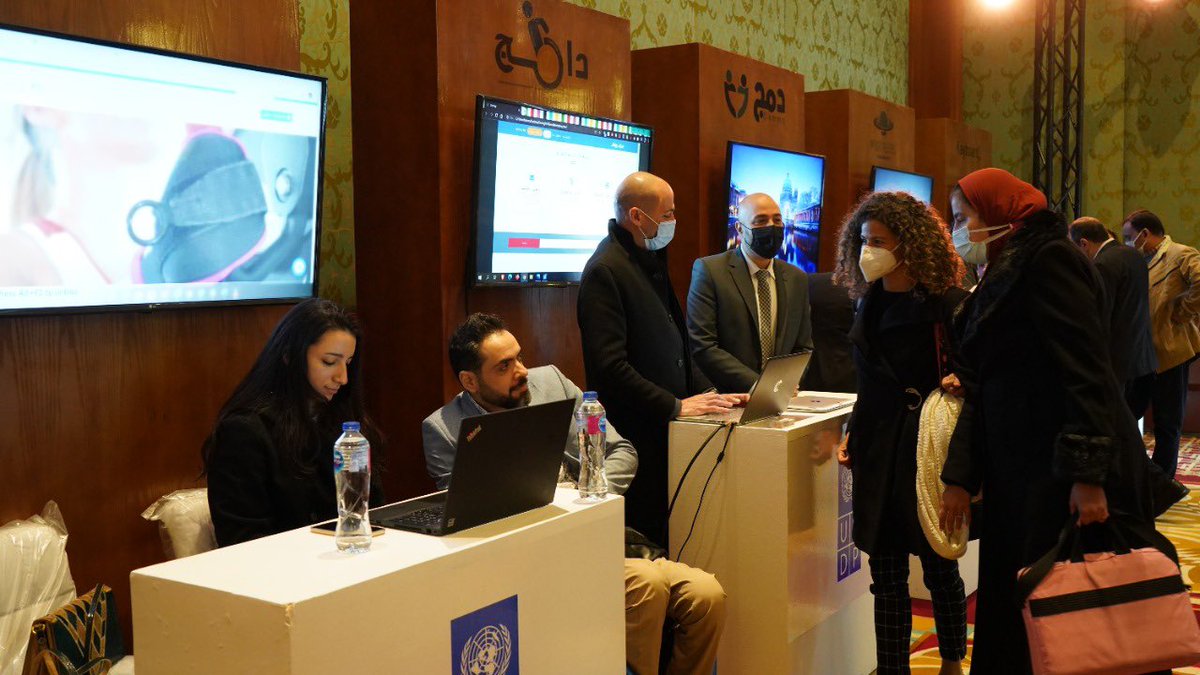 UNDPEgypt's tweet photo. من فعاليات مؤتمر مبادرون برعاية رئاسة مجلس الوزراء المصري @CabinetEgy ووزارة التضامن الاجتماعي  @MOSS_Egypt وبمشاركة آدوات الإتاحة التكنولوجية للـ #قادرون_باختلاف "دامج" #Dameg و "دمج" #Damg و #UNDPEgypt. 
#المبادرون 
#pwd #inclusion #accessibility #ATs4PWDs https://t.co/4ftQZ92u72
