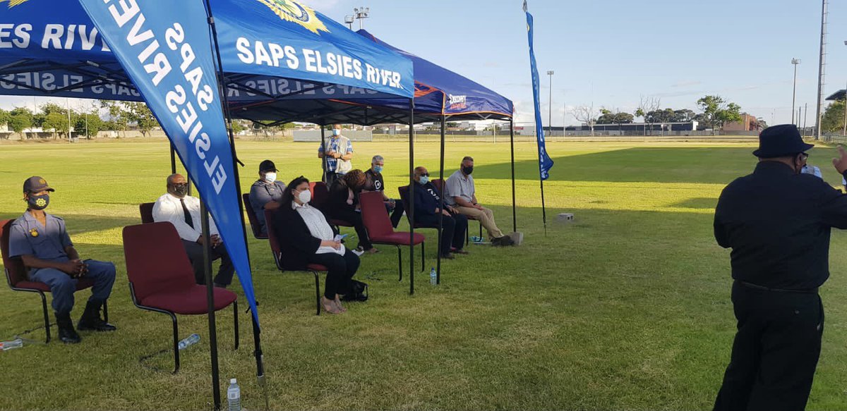 AlbertFritz_'s tweet photo. The Elsies River SAPS Station Commander, Brig. Hartzenberg and some of his officers, as well as members of Law Enforcement and the Elsies River CPF were also present. #WCSafety https://t.co/BxBLWMRD5a