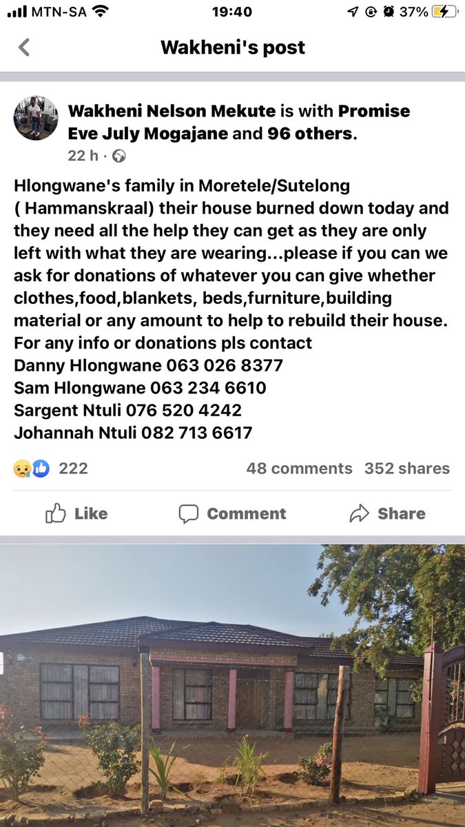 Debra_Kgothatso's tweet photo. @PhilMphela since you’re running a spread Xmas cheer,i would really appreciate your help for a family that lost their home with everything due to https://t.co/ju663eurk5’s not a scam I know the family personally.Danny is my friend and he’s a taxi driver. https://t.co/d7hteJr2bI