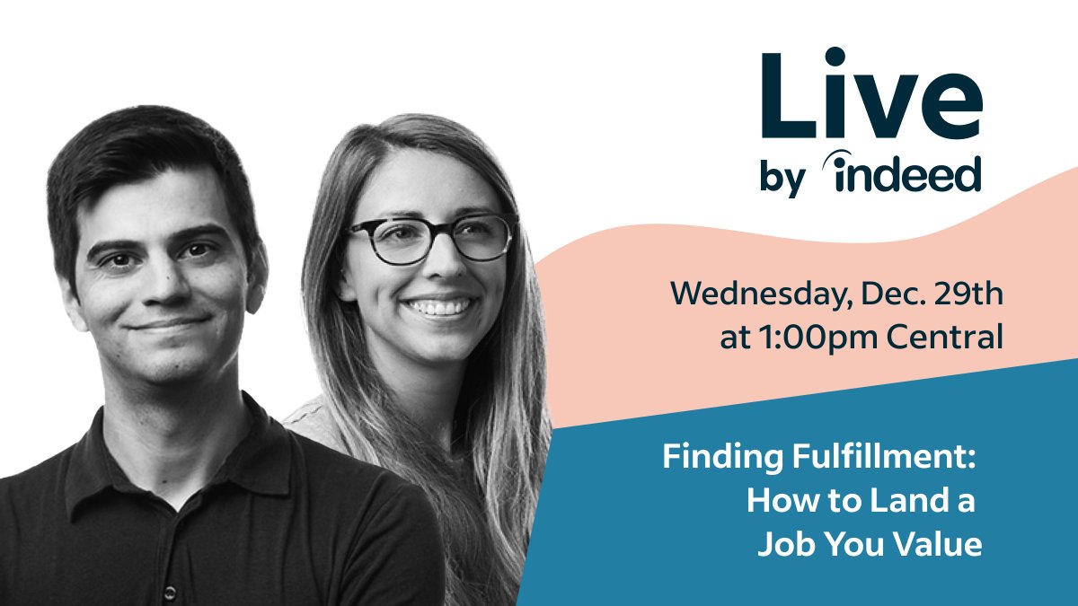 Jamie Birt, Indeed Content Marketer & Career Coach, will highlight tips & strategies to locate & land a #job that best aligns with your workplace values. 💁‍♀️ 🗓️ Mark your calendars! Join us on Facebook: indeedhi.re/2HciHj7 ➡️ Wed., Dec. 29th @ 1pm CST ⬅️ #Hiring #CareerAdvice