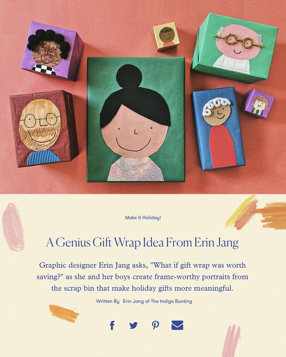 erinjang's tweet photo. A gift wrap idea for kids, using whatever paper scraps and odds and ends you already have at home. https://t.co/NzpxFoAWuH https://t.co/SfspAA4kX5