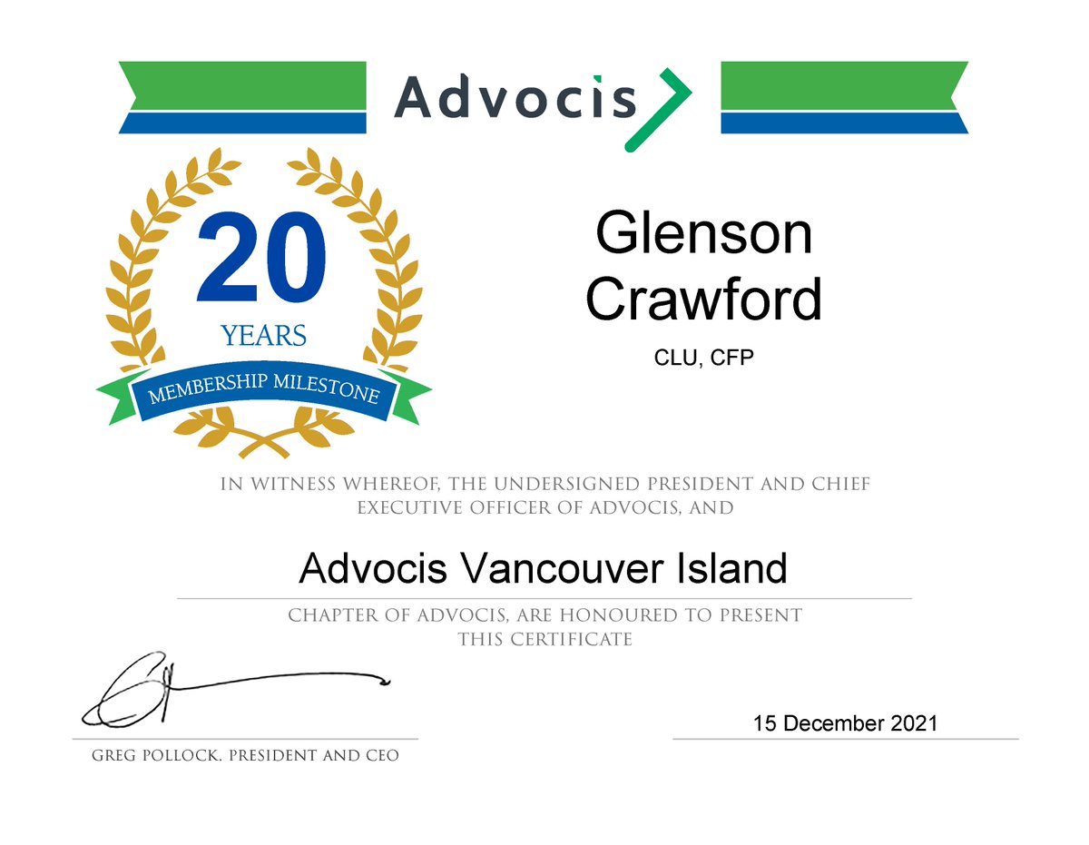 AdvocisVI's tweet photo. Congratulations to Glenson Crawford, Lorie Tod, Martin Hall &amp; Megan Herlaar on celebrating 20 years as members of @Advocis !!
#memberdecember #membershipmilestone #advocis #advisorscare https://t.co/DDtaS8isjY