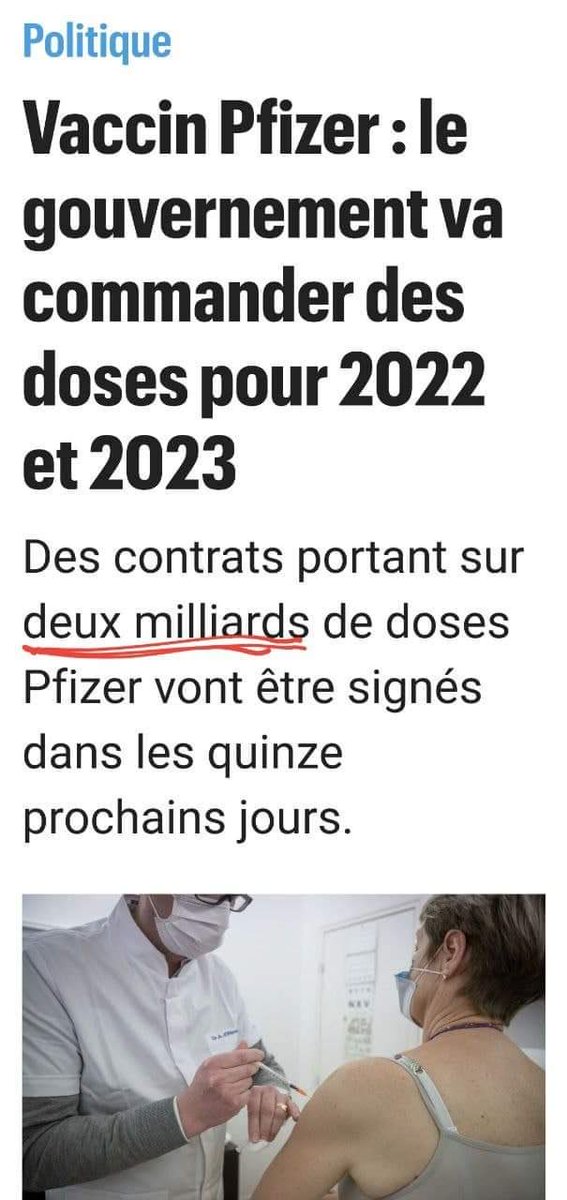 idrissaberkane's tweet photo. Deux milliards de doses pour 66 millions de français…
En forçant une injection par trimestre des mourants aux nouveaux-nés il faudra sept ans et demi pour écouler cette commande. 
Vous vous voyez où dans sept ans et demi avec votre 30ème dose de rappel? https://t.co/ZfWVRfROQn