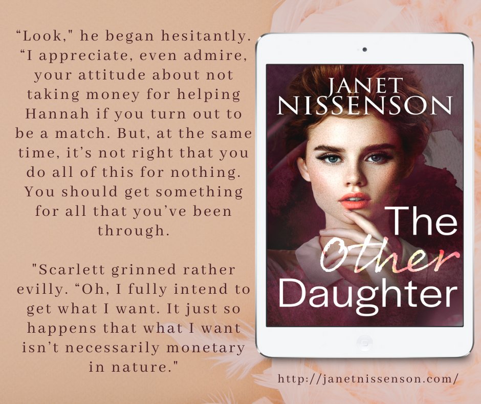 JNissenson's tweet photo. Would you like to read an excerpt from The Other Daughter? Read it below and let me know what you think!
➜ https://t.co/1RZ9IbdxU2 
🔁  #BAPpr #JanetNissenson #contemporaryromance #ireadcontemporaryromance #booksbooksbooks #bookwormforlife #booklovers #bibliophile https://t.co/KtrYZOB32T