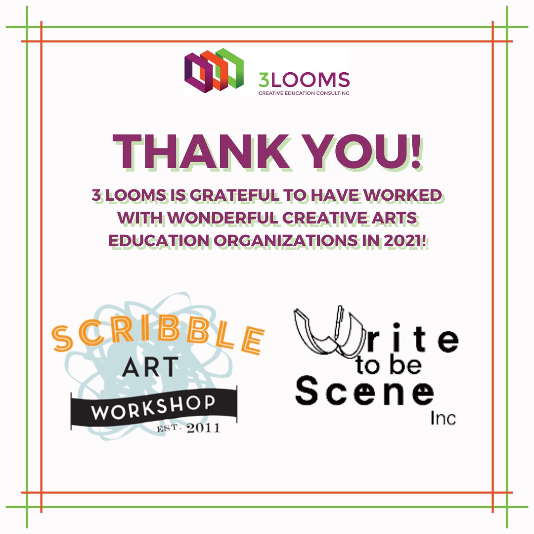 We are looking forward to maintaining current relationships and forming new ones with more creative arts education organizations in the new year!

Visit 3looms.com to find out how 3 Looms works with creative arts education organizations!
