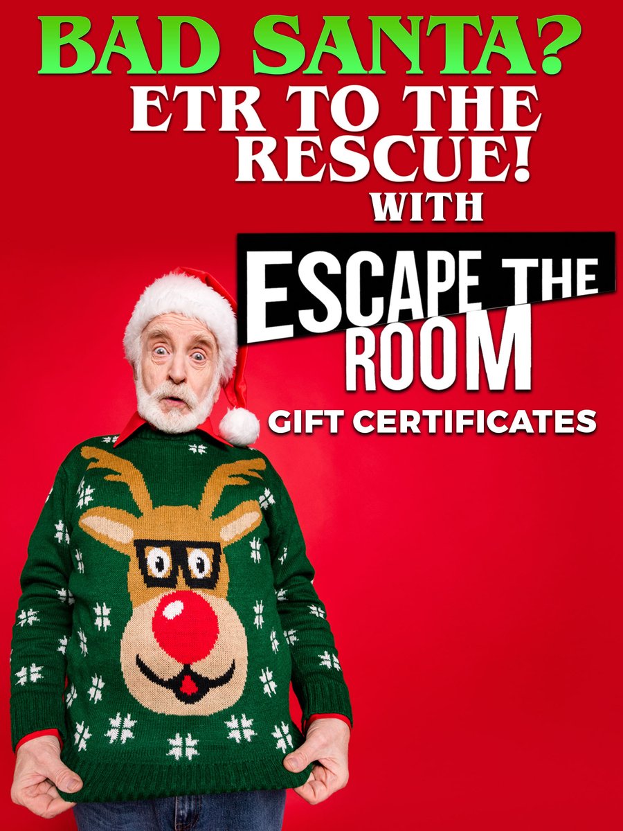 There's still plenty of time to take your friends and family to an #EscapeTheRoom adventure before the #NewYear! 

Book your room today and purchase gift certificates for your stocking stuffers! 

escapetheroom.com