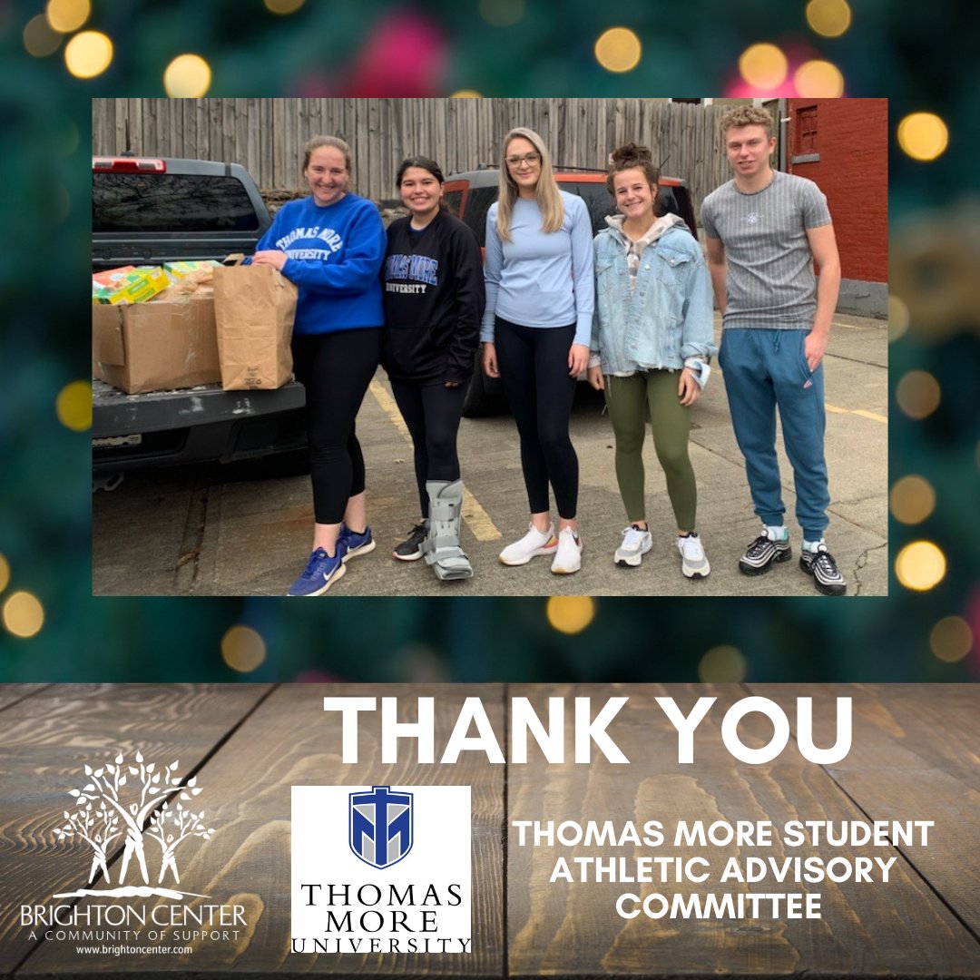 brightoncenter's tweet photo. A huge thank you to the @ThomasMoreKY Student Athletic Advisory Committee for collecting & donating food as part of our Annual Holiday Drive Food baskets distributed to families. Your kindness will ensure families have a complete holiday meal this week. #acommunityofsupport https://t.co/t5EO34xU9f