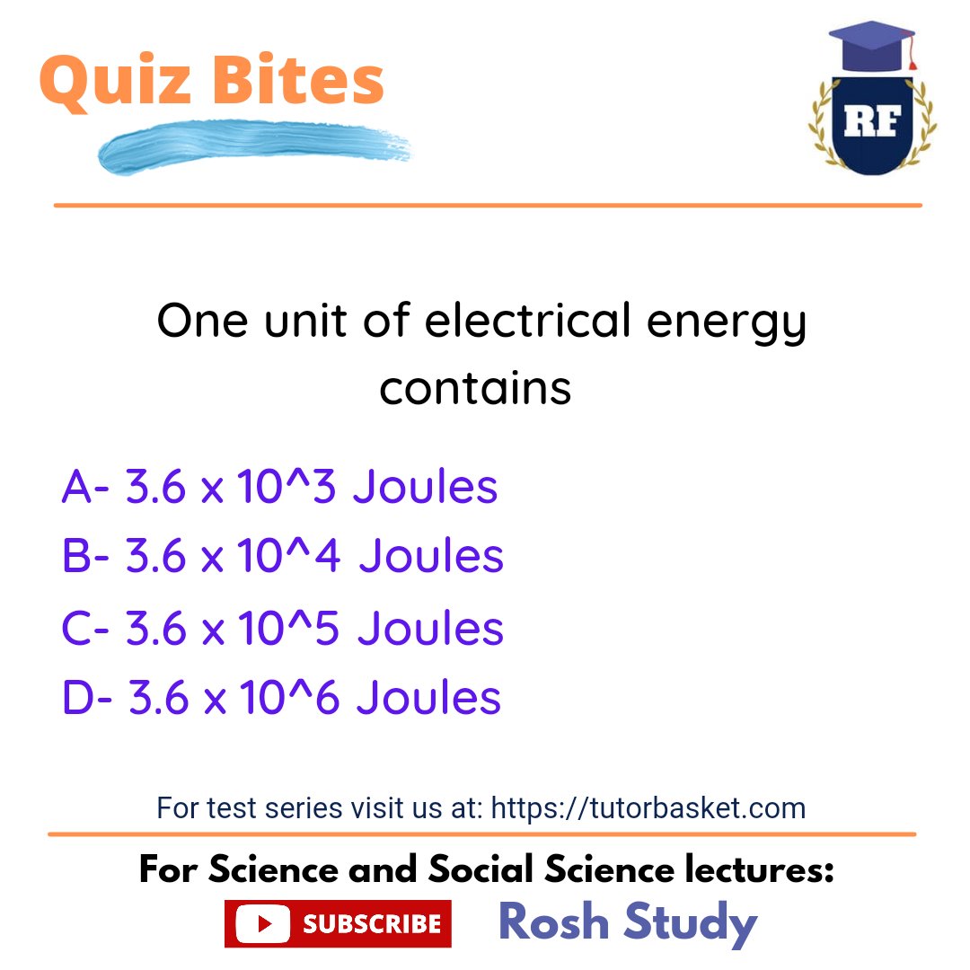 RoshStudy's tweet photo. One unit of electrical energy contains
#electricity #energy #Engineering https://t.co/PfOH3GHLNK