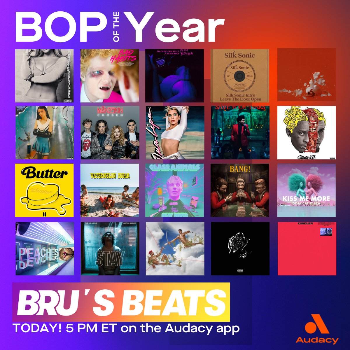 Audacy on Twitter "💥 BruOnTheRadio is counting down the Top 4 songs