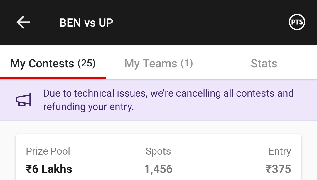 TheRitikGupta's tweet photo. Before this match technical issue was solved..but still you are cancelling all contests ?

if you're cancelling then cricket match Oman D20 AZAvsDAT was also at the same time and with same situation.
Now only kabaddi match contests are cancelling.why?
@Dream11 @FanCode #Dream11 https://t.co/4C7QZrAWoJ