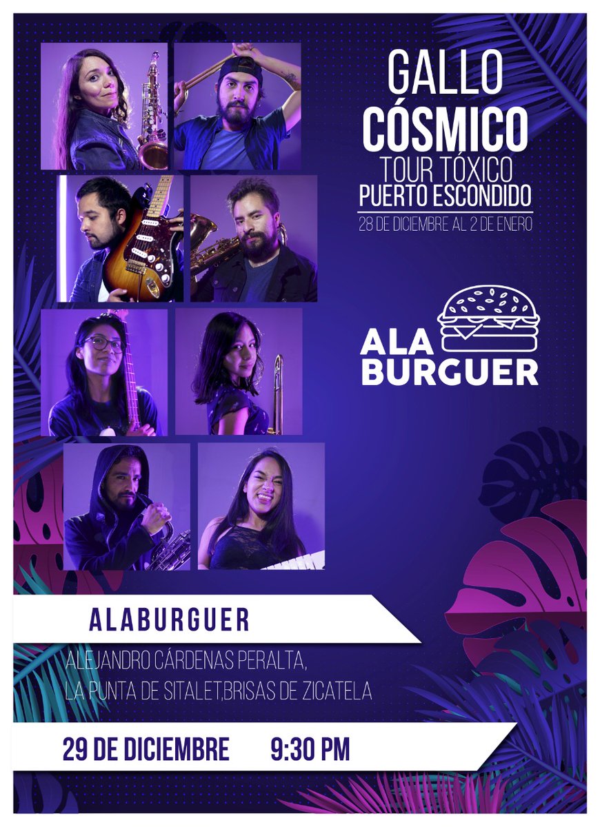 gallo_cosmico's tweet photo. Segunda tocada del segundo día de este #TourTóxico en nuestro hermoso Oaxaca: 

| 29 - DICIEMBRE - 21 |    | 21:30 hrs |

Alejandro Cárdenas Peralta, la punta de sitalet brisas de Zicatela

#NosVemosEnElShow https://t.co/R4tC01lHnj
