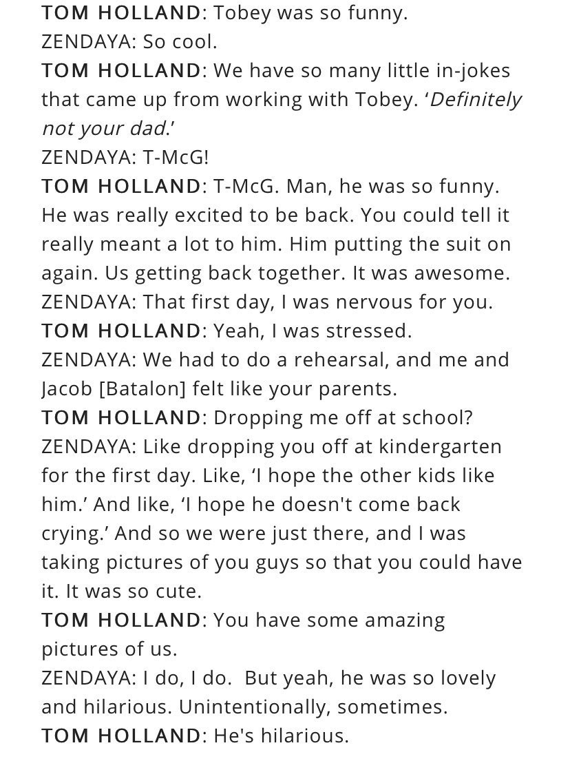 TASMFELICIA's tweet photo. TOM HOLLAND AND ZENDAYA TALKING ABOUT ANDREW GARFIELD AND TOBEY MAGUIRE OMGJSJJEN❤️❤️ https://t.co/rz8Qfg5q20
