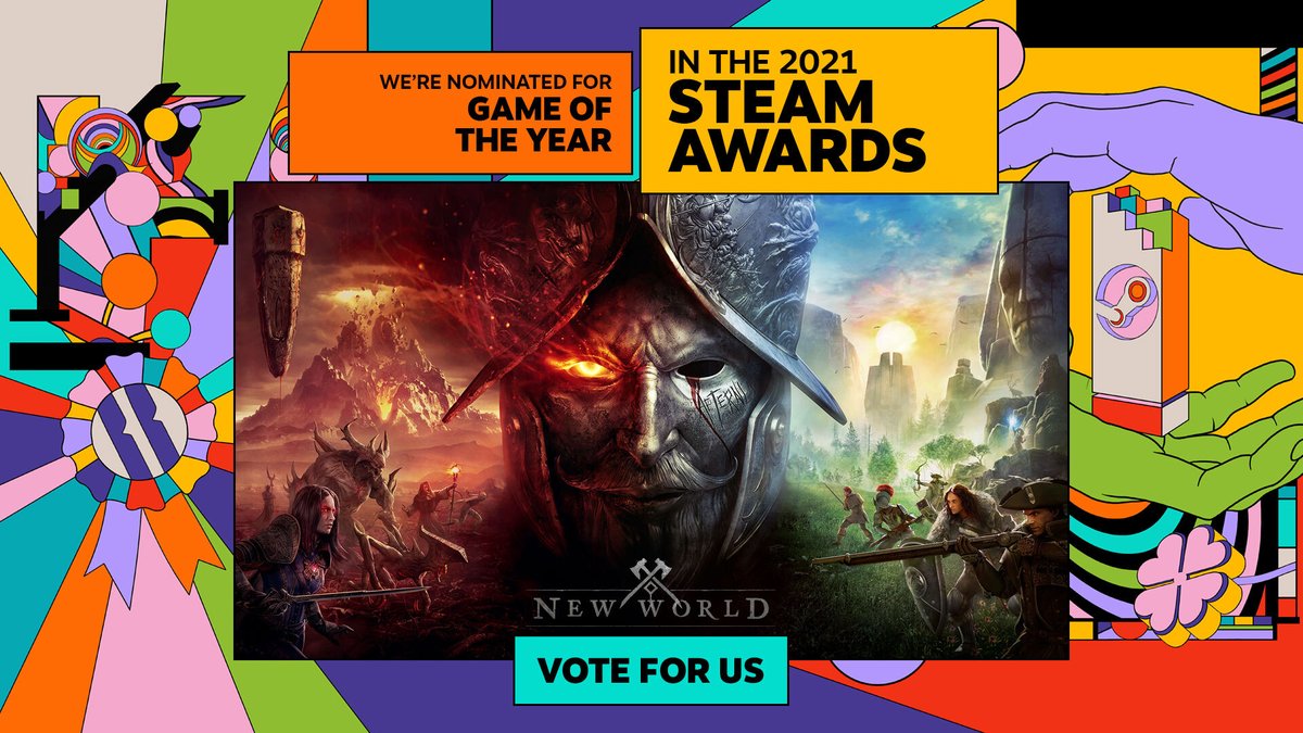 We've been nominated for <a href="/Steam/">Steam</a>'s 'Game of the Year'! 

You can vote for New World in the link!
✅ bit.ly/3El3RPr