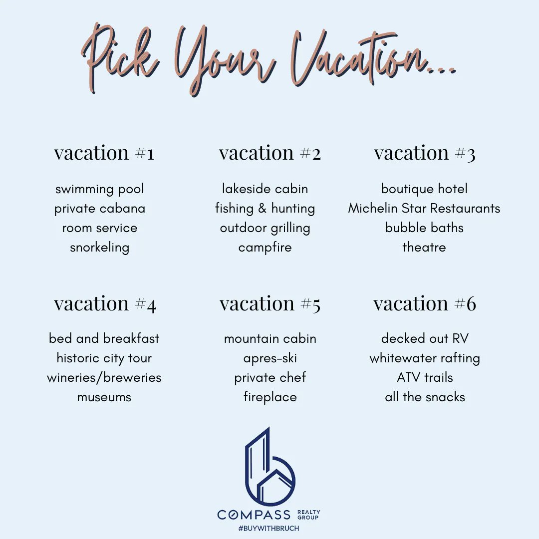 buywithbruch's tweet photo. #1, #4, or #5 for moi! How about you?! What's your dream vacation?! 🏝️🏔️🗽🕌⛩️⛺️✈️🚢
#vacaymode #vacationdreaming #icandream #byebye #travel #realtordreams #realtorlife #buywithbruch #travelmore #seetheworld #thetravelingrealtor #readytotravel #readyforvacation https://t.co/WwAi2dmKKr