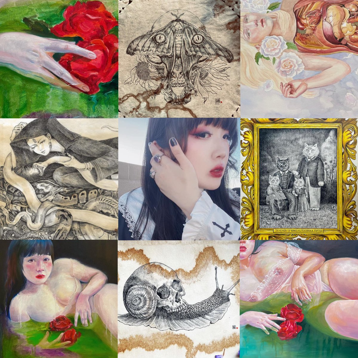 DrawWeiwei's tweet photo. Here is my #artvsartist 2021. It has been a productive year🖤 

#painting #drawing #art https://t.co/iM3ZDinIs7