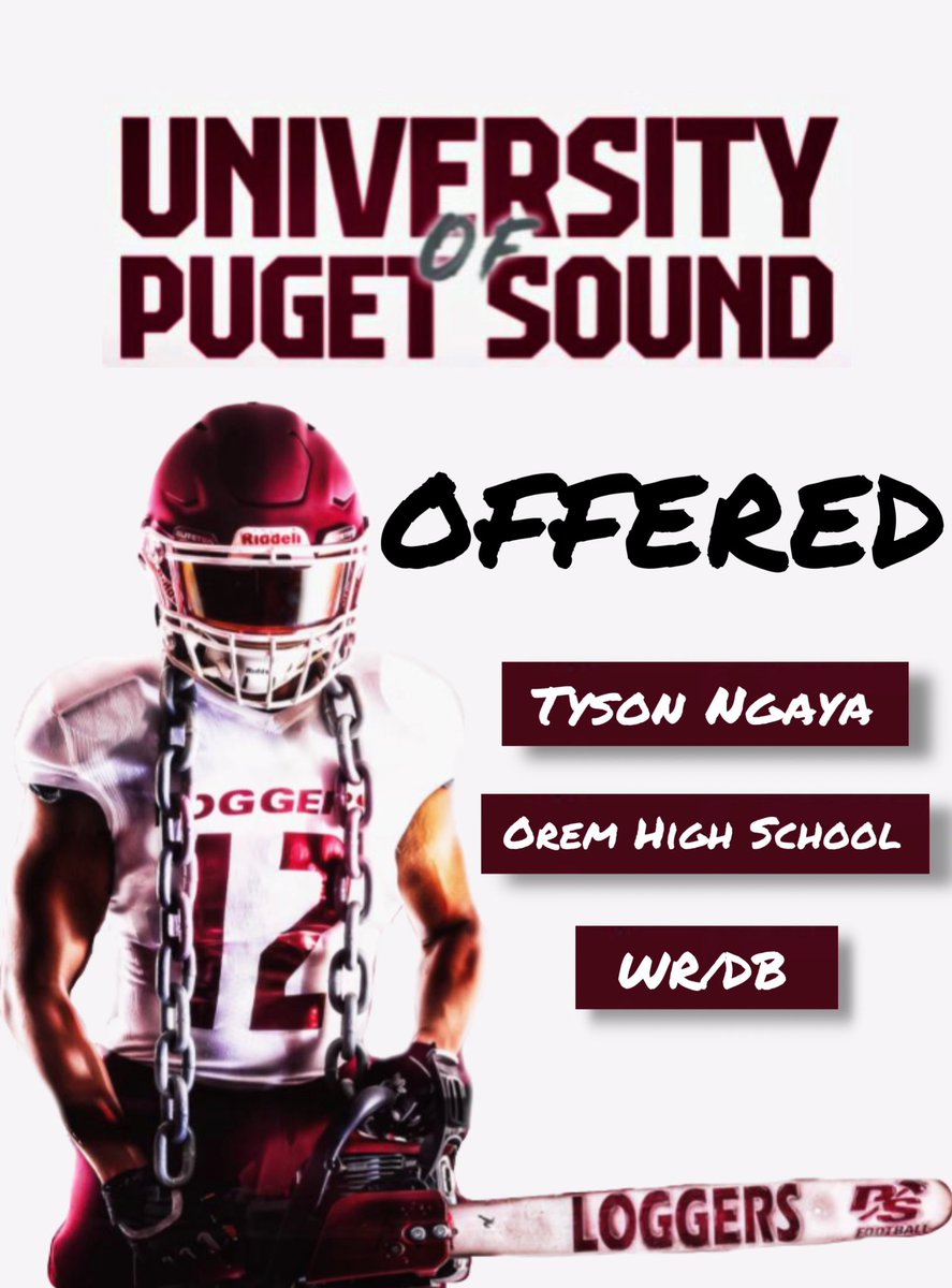 TysonNgaya5's tweet photo. After an awesome and fun visit back home, I am very humbled and grateful to receive my first offer to The University of Puget Sound!! Go Loggers🪓 
@LOGGER_LBCOACH @CoachCarskie @jeffthomas4 @gsewell_sr @lancereynoldsjr @RossApoWR_EZ @OremHSFootball @Calyb79 @Tauhi32T https://t.co/aGV653zmzb