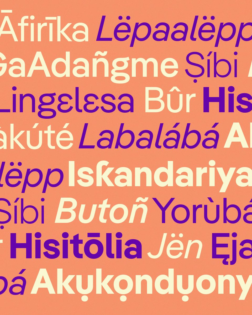fungi_dube's tweet photo. A typeface for 430m users 👀

Honoured to have designed the type specimens for the intentional @pangeafont Afrikan by @koeberlin of @fontwerk 

It supports ALL Latin-based African languages! The std license for a single user is free! 

(1/3)

Try it: 

https://t.co/DtL50jaos4 https://t.co/ozrVsareK4