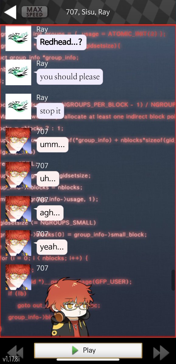 voIkshore's tweet photo. v’s route spoilers but the chat where ray and seven have to meet fr is peak comedy https://t.co/BZNf150zkz