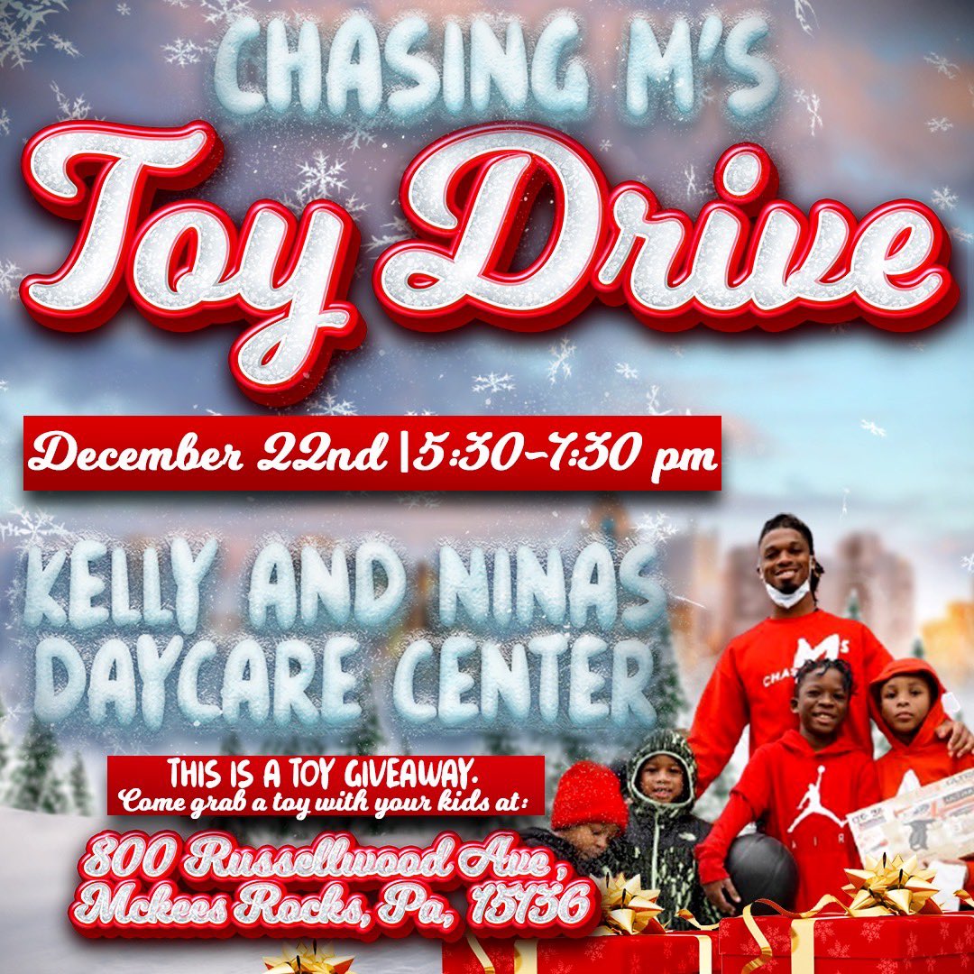 HamlinIsland's tweet photo. My 2nd Annual @chasingMs_ Toy Drive Is TONIGHT. Hosted @ The Best Daycare In Pittsburgh!🎁🧸 Bring Your Kids And Receive A Gift! 🎅🏾🎄 https://t.co/Nlya59AkXB