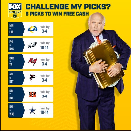 BOOM! These are my picks I just made on @foxsuper6 ! Can you beat me for a chance to win free cash? foxsuper6.onelink.me/y0bF/e46a6e6b