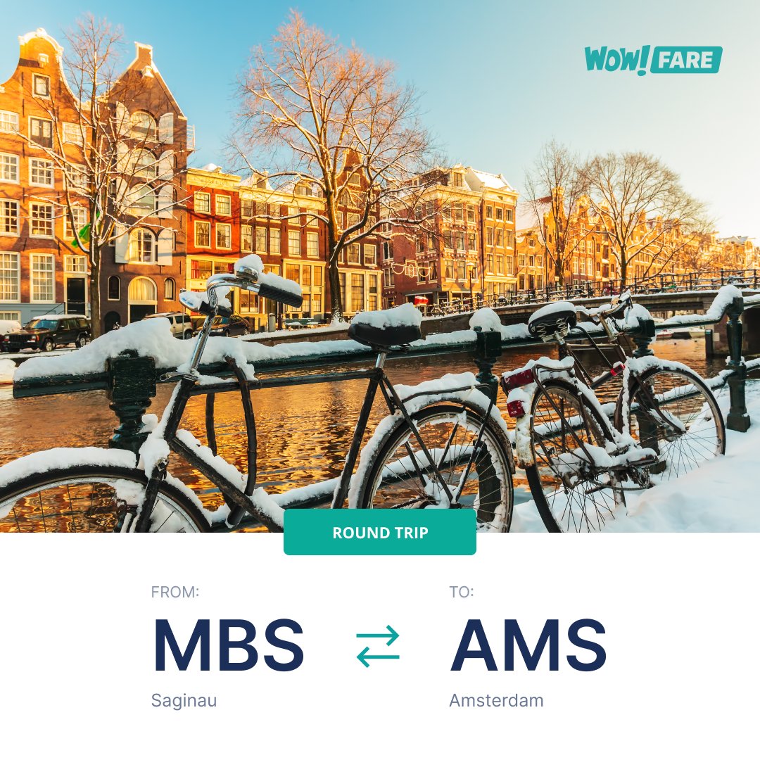 WowFare's tweet photo. ✈️Flight Offer 
From: Saginaw, USA (MBS) 
To: Amsterdam, Netherlands (AMS)

☑️Admire exhibitions at local museums;
☑️Take a walk along the canals;
☑️Attend the #AmsterdamLightFestival till January 23rd.

Book your flight at https://t.co/SmPTJSER91 https://t.co/1eWv8Qg52T