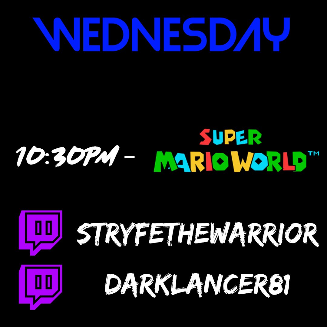 My final co-op stream with <a href="/mercenary1981/">Darklancer81</a> on Twitch! We'll be co-oping Super Mario World tonight at 10:30 PM CST!