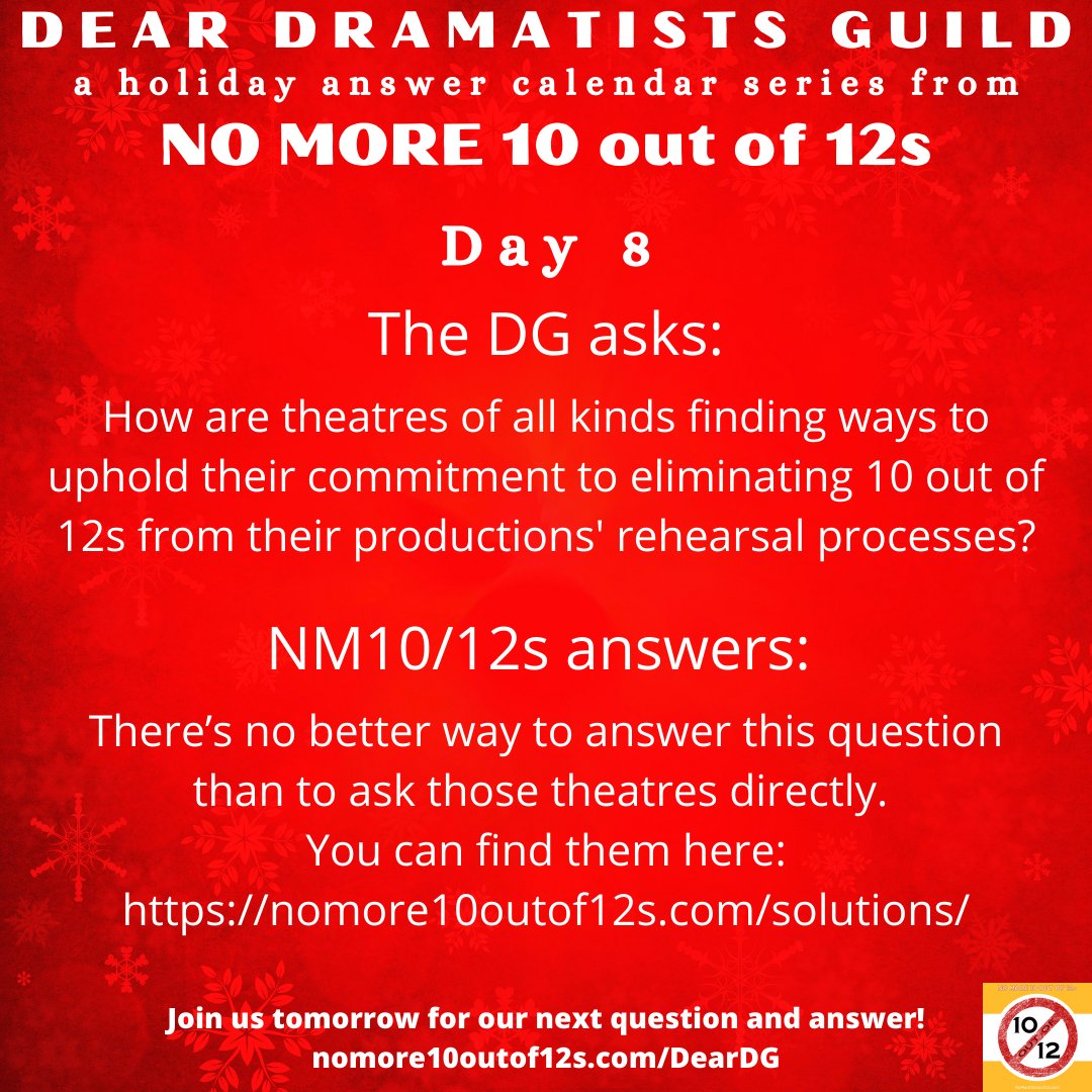 Now more than ever, theatre is a community. We should all be there to help each other.

Day 8 of our answers for <a href="/dramatistsguild/">Dramatists Guild</a> questions! #nomore10outof12s