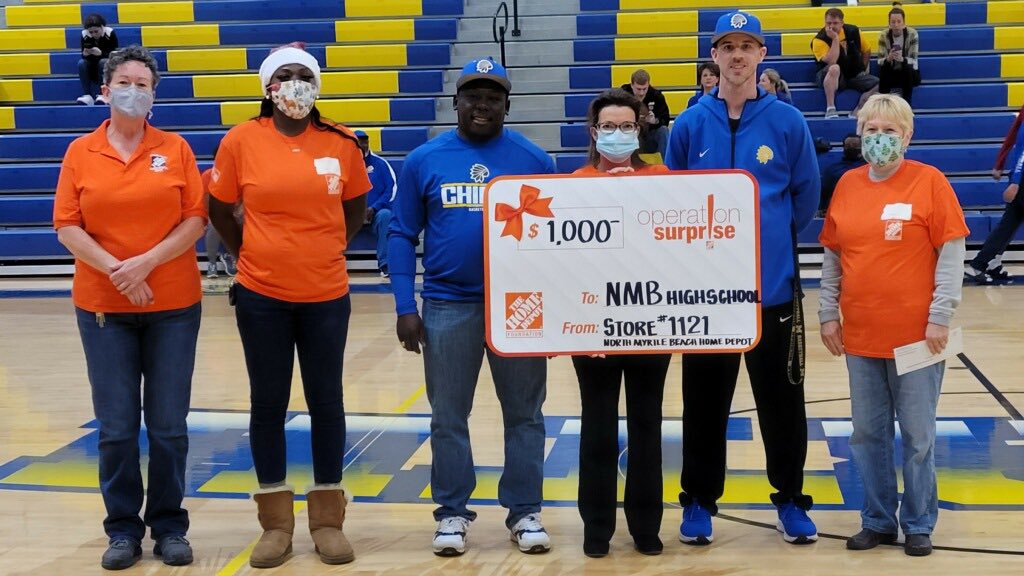 Team 1121 had the honor of presenting $1000 to North Myrtle Beach High School today as part of #OperationSurprise <a href="/HomeDepotFound/">The Home Depot Foundation</a> <a href="/roedev/">rosemary</a> @kyleuttthd <a href="/JimSimmonsHD/">Jim Simmons</a> <a href="/DeborahGassler/">Deborah Gassler</a>