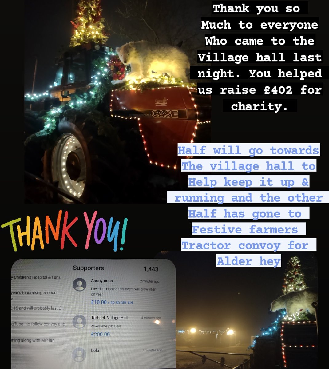 tarbockvilhall's tweet photo. We've had the tarbock Christmas tractor convoy in aid of alder hey hospital, Christmas carols with festive treats and Christmas cinema nights for our local community all held in tarbock village hall #ZIFestiveComp21 @ZurichVolSec #tarbockvillagehall #knowsley https://t.co/LOrA9I0jFj