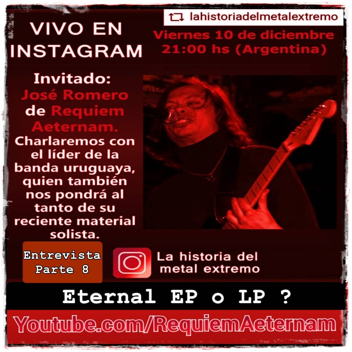 RequiemAeternam's tweet photo. https://t.co/5F8RenhGcC
#InterviewLive ☝ #EntrevistaEnVivo 
[SPANISH ONLY] 🎧🎙🇦🇷🇺🇾🇸🇪🇺🇲

La parte 8 de esta entrevista ( #Eternal EP o LP ? ) está en #RequiemAeternamTV
La entrevista completa a @JBRomero_RA está en https://t.co/4Ev7DaWIeO
#requiemaeternamband #philosophicalmetal https://t.co/0ueQrm7gkd