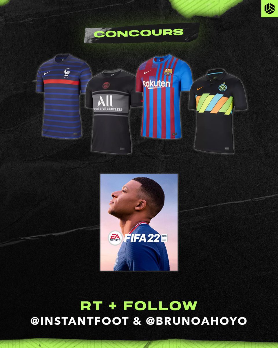 lnstantFoot's tweet photo. 🔥 #GIVEAWAY 🔥

RT + FOLLOW @BrunoAhoyo  &amp; @lnstantFoot pour tenter de remporter AU CHOIX l'un de ces deux lots :

• Le maillot de ton équipe préférée
• #FIFA22 

🍀 Bonne chance à tous ! https://t.co/tcE02GXVVT